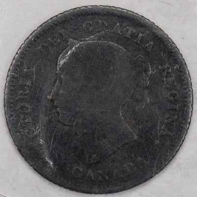 Canada 1875-H Small Date 5 Cents Silver Coin - ICCS G-4