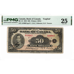 $50 1935 Bank of Canada Note English Text BC-13 - PMG VF-25