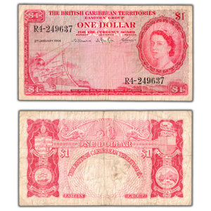 SOLD British Caribbean Territories 1964 $1 One Dollar Note P #7c