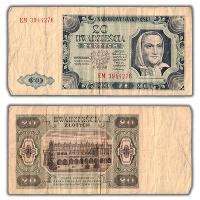 SOLD Poland 1948 20 Złotych Note P #137