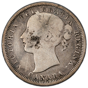 SOLD Canada 1858 Re-Engraved '5' 20 Cents Silver Coin - Scratches/Hairlines