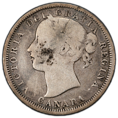 SOLD Canada 1858 Re-Engraved '5' 20 Cents Silver Coin - Scratches/Hairlines