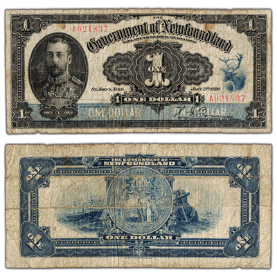 $1 1920 Government of Newfoundland Note NF-12d - Circulated