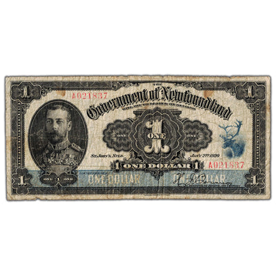 $1 1920 Government of Newfoundland Note NF-12d - Circulated