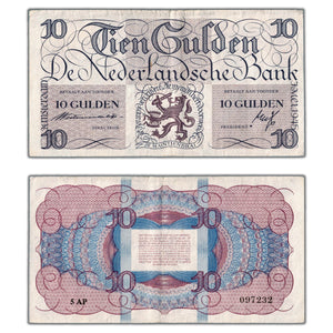SOLD Netherlands 1945 10 Ten Gulden Note P #74 - Circulated