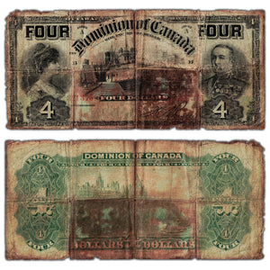 SOLD $4 1902 Dominion of Canada Note Word "FOUR" at Top DC-17b - Filler