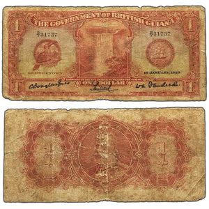 SOLD British Guiana 1929 $1 One Dollar Note P #6 - Weak Back