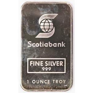 SOLD Johnson Matthey JM Scotiabank 1oz .999 Fine Silver Bar - Nice Patina