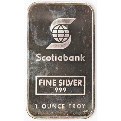 SOLD Johnson Matthey JM Scotiabank 1oz .999 Fine Silver Bar - Nice Patina