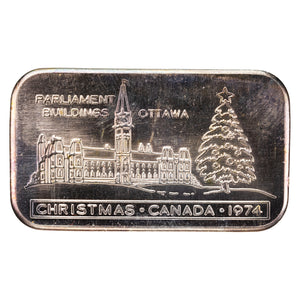 SOLD Western Mint 1oz .999 Fine Silver Bar - Parliament Buildings Christmas 1974