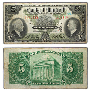 SOLD $5 1935 Bank of Montreal Canada Chartered Note #505-60-02 - Writing