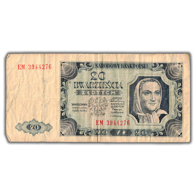 SOLD Poland 1948 20 Złotych Note P #137