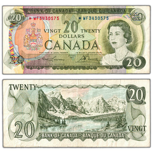 SOLD $20 1969 Bank of Canada Note *WF Replacement Prefix BC-50bA - VF