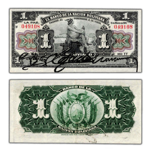 SOLD Bolivia 1911 1 One Boliviano Note P #102a (7)