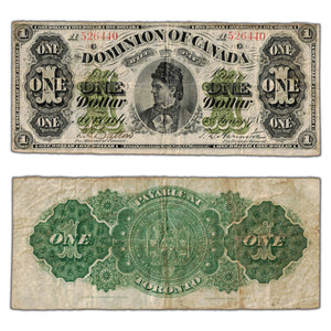 SOLD $1 1878 Dominion of Canada Note Payable at Montreal DC-8e-iii-M - F/VF