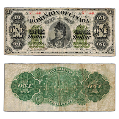 SOLD $1 1878 Dominion of Canada Note Payable at Montreal DC-8e-iii-M - F/VF