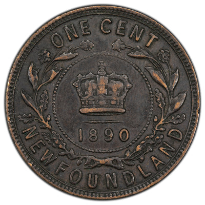 Newfoundland 1890 1 Large Cent Coin - EF-40
