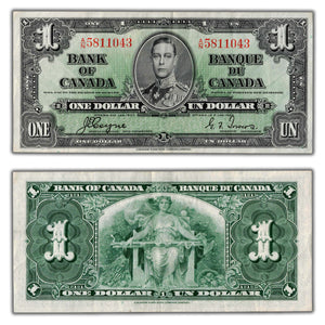 SOLD $1 1937 Bank of Canada Note Coyne-Towers A/N Prefix BC-21d - VF/EF