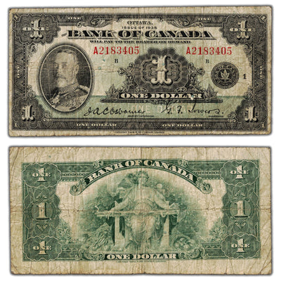 $1 1935 Bank of Canada Note English Text Letter A BC-1 - VG/F
