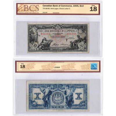 SOLD $10 1935 Canadian Bank of Commerce Chartered Note CH #75-18-06 - BCS F-18