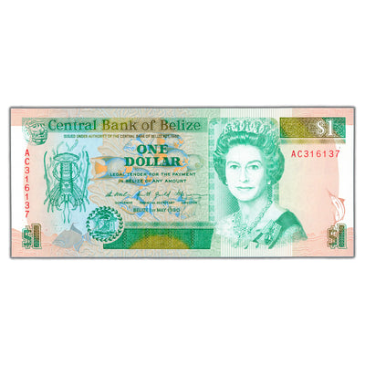 Belize 1990 $1 One Dollar Note P #51 - Choice Uncirculated