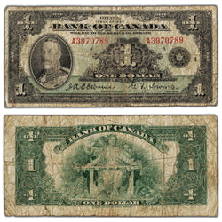 $1 1935 Bank of Canada Note English Text Letter A BC-1 - VG