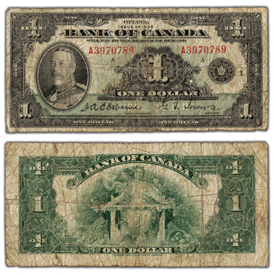 $1 1935 Bank of Canada Note English Text Letter A BC-1 - VG