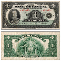 $1 1935 Bank of Canada Note English Text Letter A BC-1 - F/VF