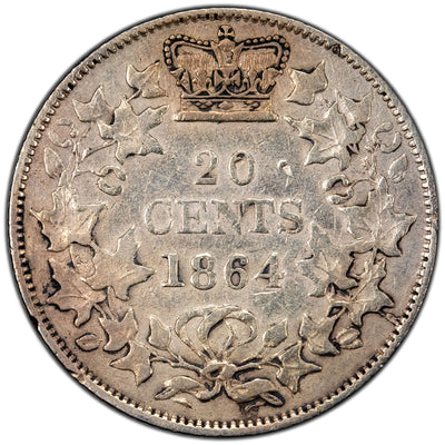 New Brunswick 1864 20 Twenty Cents Silver Coin - Very Fine (cleaned)