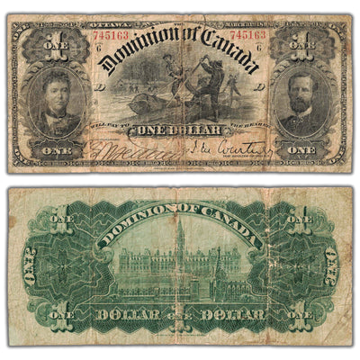 SOLD $1 1898 Dominion of Canada Note Boville Series G DC-13b - VG/F