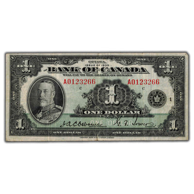 $1 1935 Bank of Canada Note English Text Series A BC-1 - F/VF