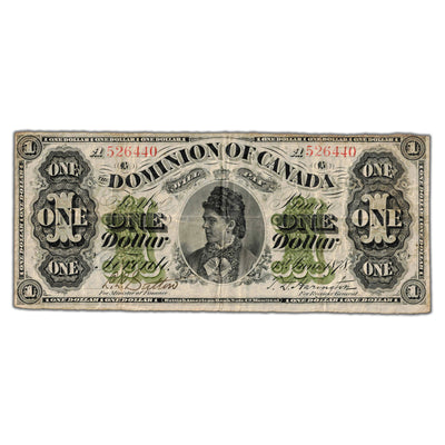 SOLD $1 1878 Dominion of Canada Note Payable at Montreal DC-8e-iii-M - F/VF