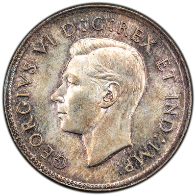 Canada 1945 25 Cents Quarter Silver Coin - MS-60