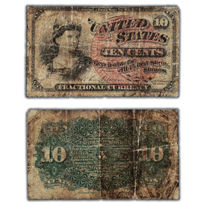 SOLD United States 1863 10 Ten Cents Fractional Currency Note - Low Grade Filler