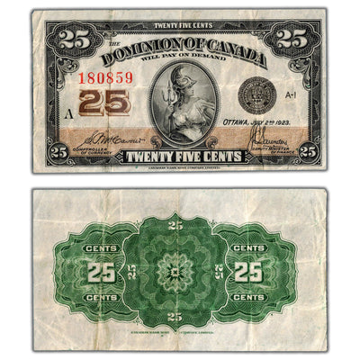 25 Cents 1923 Dominion of Canada Shinplaster Note DC-24c - VF