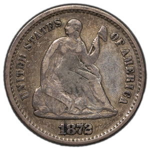 SOLD United States 1872-S MM Above Seated Liberty Half Dime Silver Coin