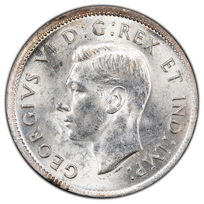 Canada 1943 25 Cents Quarter Silver Coin - Choice Uncirculated