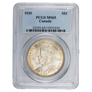 SOLD Canada 1935 $1 Silver Dollar Coin - First Year of Issue - PCGS MS-65
