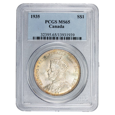 SOLD Canada 1935 $1 Silver Dollar Coin - First Year of Issue - PCGS MS-65