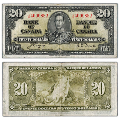 $20 1937 Bank of Canada Note Coyne-Towers J/E Prefix BC-25c - VF