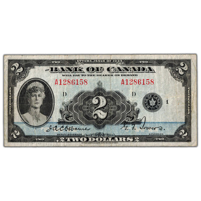 $2 1935 Bank of Canada Note English Text BC-3 - F/VF