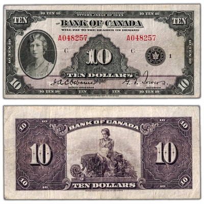 SOLD $10 1935 Bank of Canada Note English Text BC-7 - VF