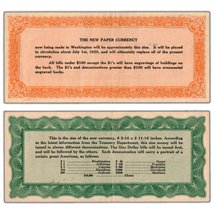 SOLD United States 1929 New Paper Currency Advertisement Note