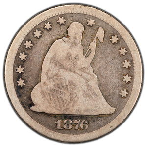SOLD United States 1876-CC 25 Cents Seated Liberty Quarter Silver Coin