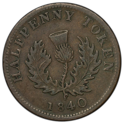 Canada Nova Scotia 1840 Large '0' 1/2 Half Penny Token NS-1E1