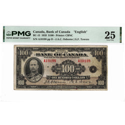$100 1935 Bank of Canada Note English Text BC-15 - PMG VF-25