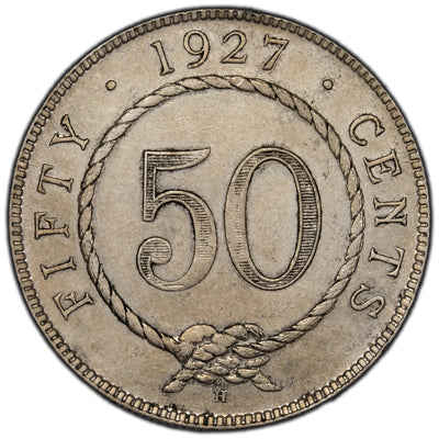 SOLD Sarawak 1927-H 50 Fifty Cents Silver Coin
