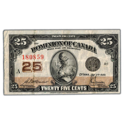 25 Cents 1923 Dominion of Canada Shinplaster Note DC-24c - VF