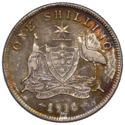 Australia 1916-M 1 One Shilling Silver Coin KM #26