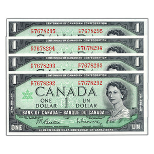 SOLD $1 1967 Bank of Canada Notes F/P Prefix BC-45b-i - 4 Consecutive